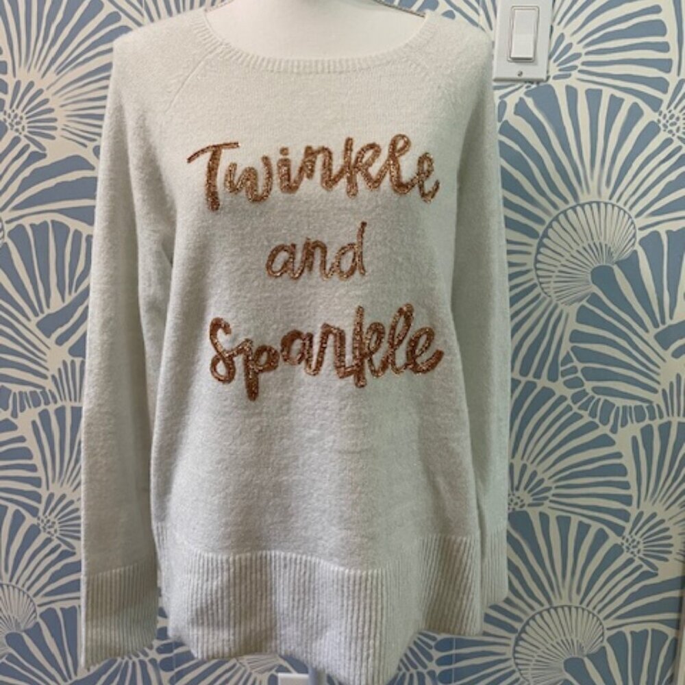 NWT Apt 9 White Sparkly Holiday Sweater Size Large